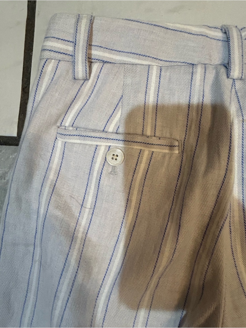 Banana Republic Linen White/blue striped Avery Pants 0